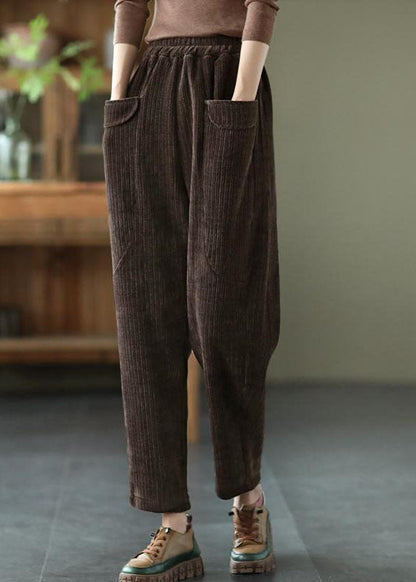 Chocolate Pockets Warm Thick Fleece Pants Winter