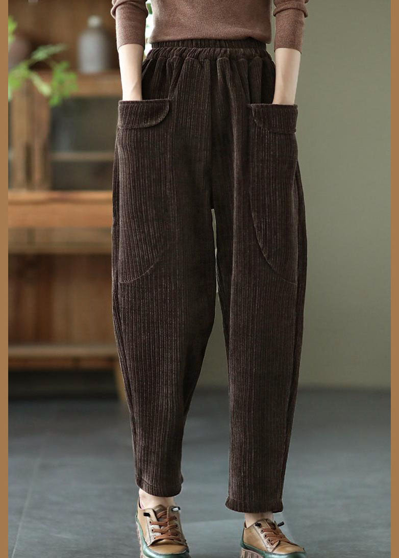 Chocolate Pockets Warm Thick Fleece Pants Winter