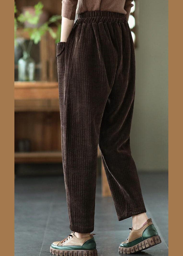 Chocolate Pockets Warm Thick Fleece Pants Winter