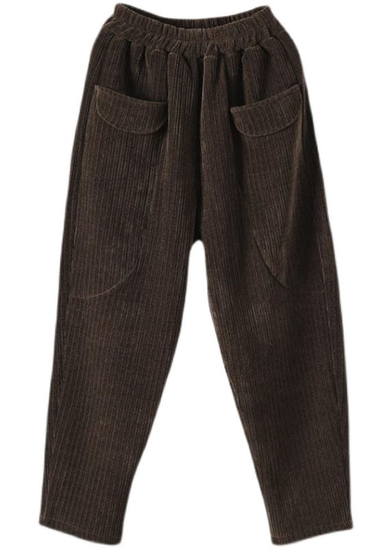 Chocolate Pockets Warm Thick Fleece Pants Winter