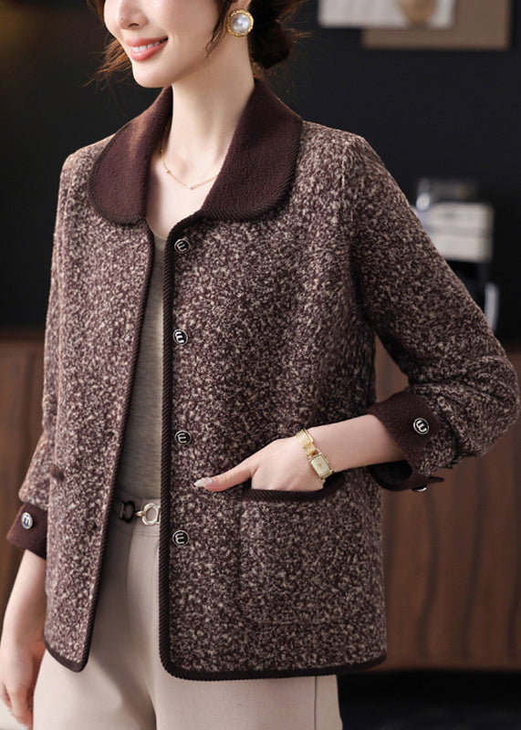 Coffee Print Pockets Coat Bracelet Sleeve