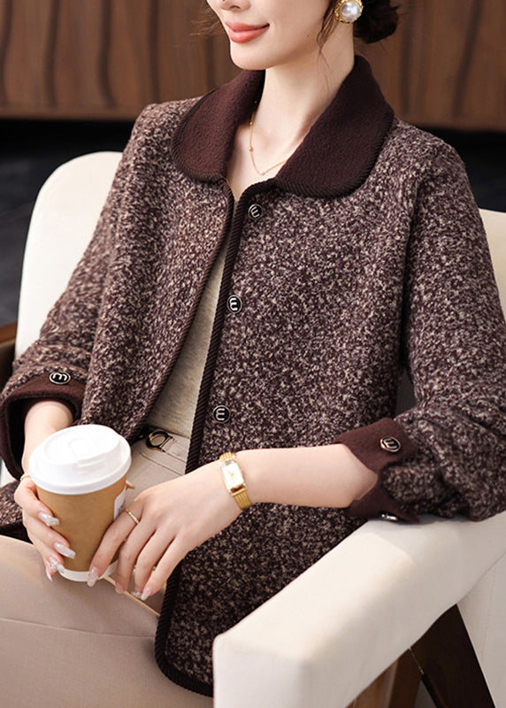 Coffee Print Pockets Coat Bracelet Sleeve