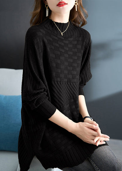 Coffee Stand Collar Versatile Mid Knit Sweater Fall