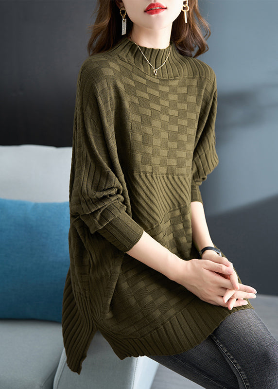 Coffee Stand Collar Versatile Mid Knit Sweater Fall