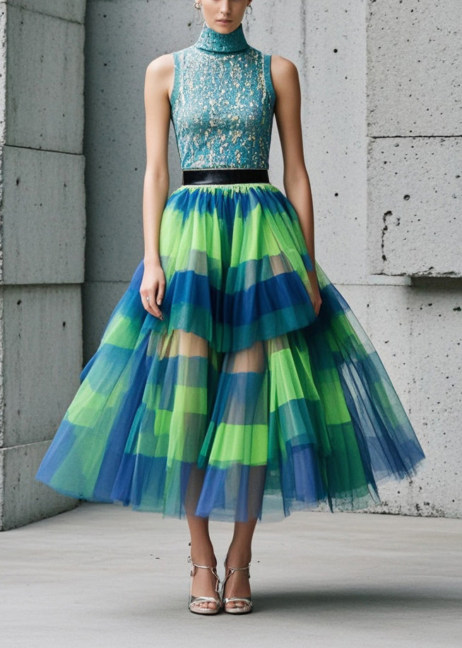 Colorblock Exra Large Hem Tulle Beach Skirt Fall