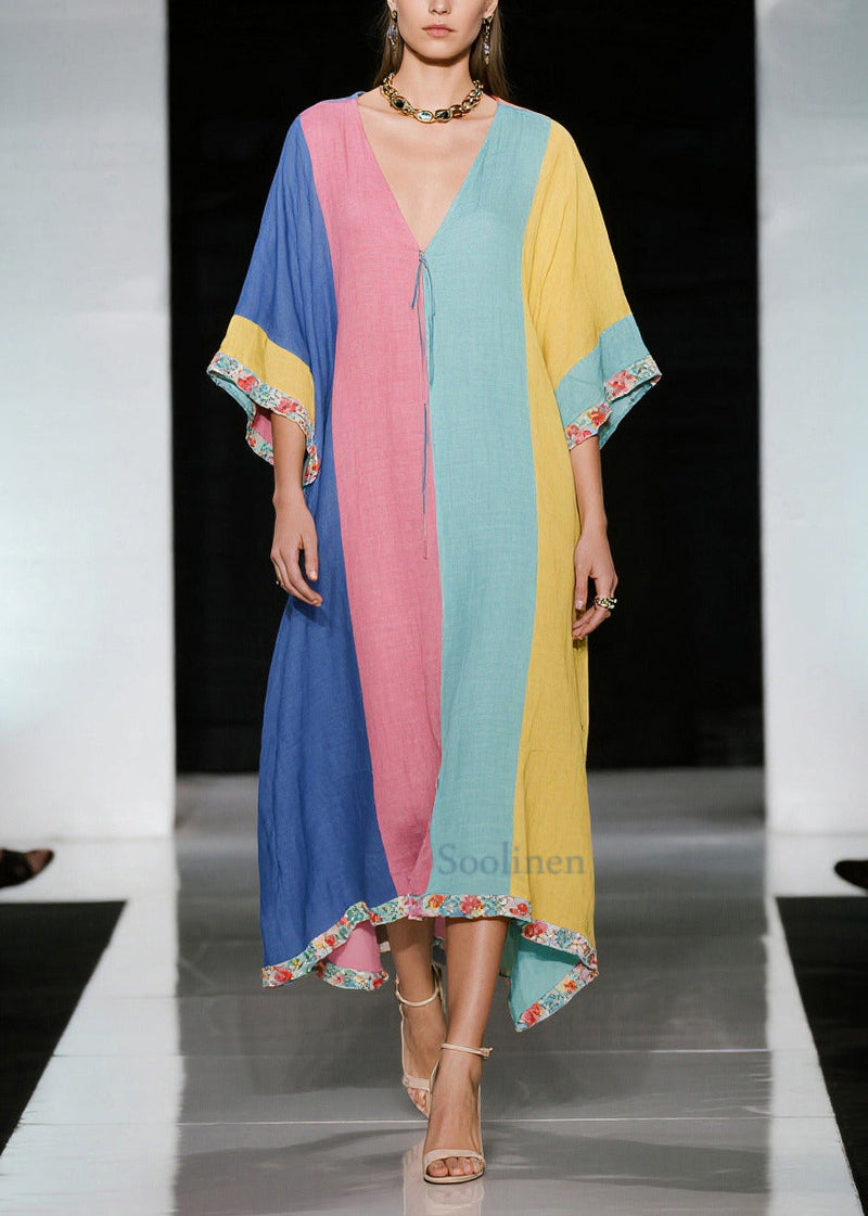 Colorblock Oversized Cotton Maxi Dress Summer