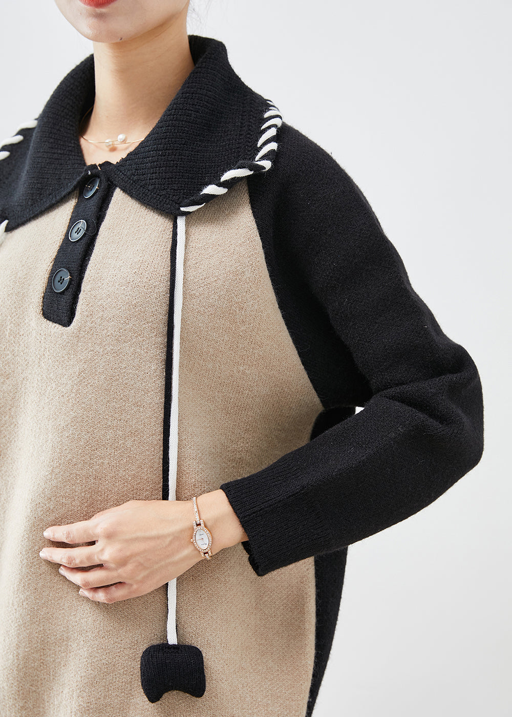 Colorblock Oversized Patchwork Knit Pullover Fall