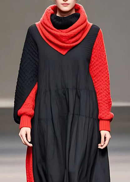 Colorblock Patchwork Maxi Dresses Fall