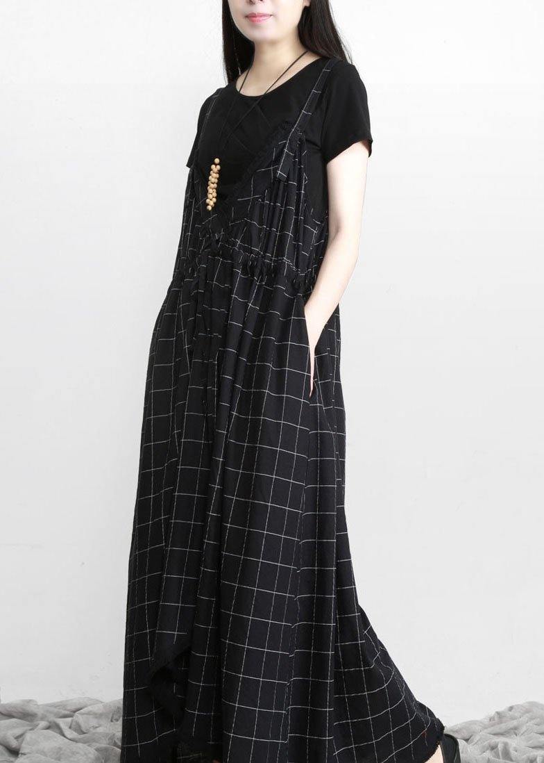 Cotton Red Plaid Italian Dress V Neck