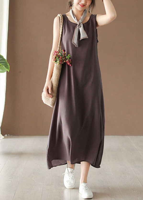 Dark Chocolate Cotton Vacation Spaghetti Strap Dresses Summer