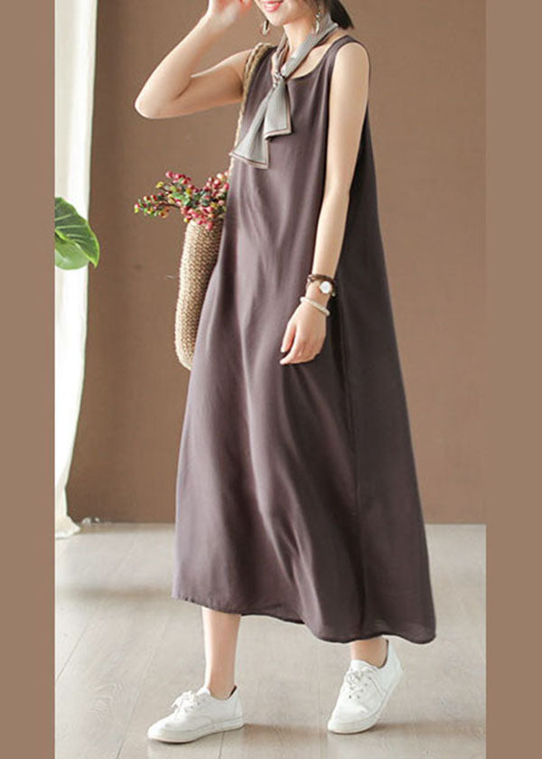 Dark Chocolate Cotton Vacation Spaghetti Strap Dresses Summer