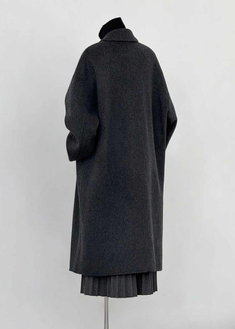 Dull Grey Oversized Double Breast Woolen Coat Outwear Winter