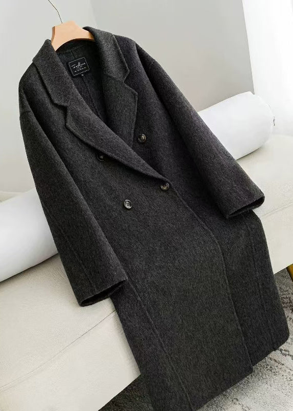 Dull Grey Oversized Double Breast Woolen Coat Outwear Winter