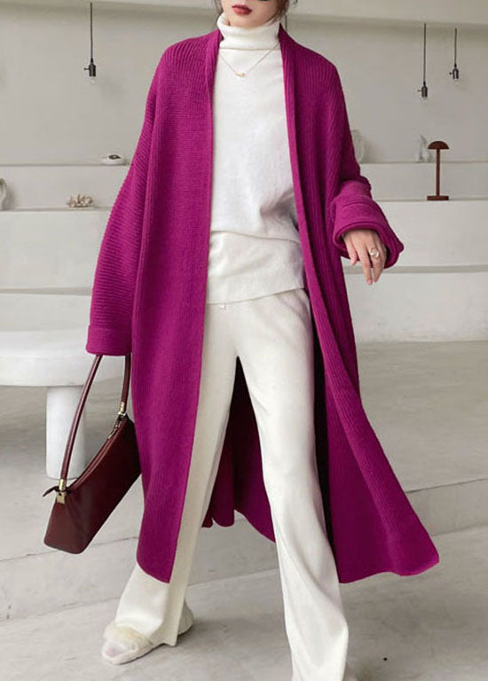 Purple Loose Knit Cardigan Winter