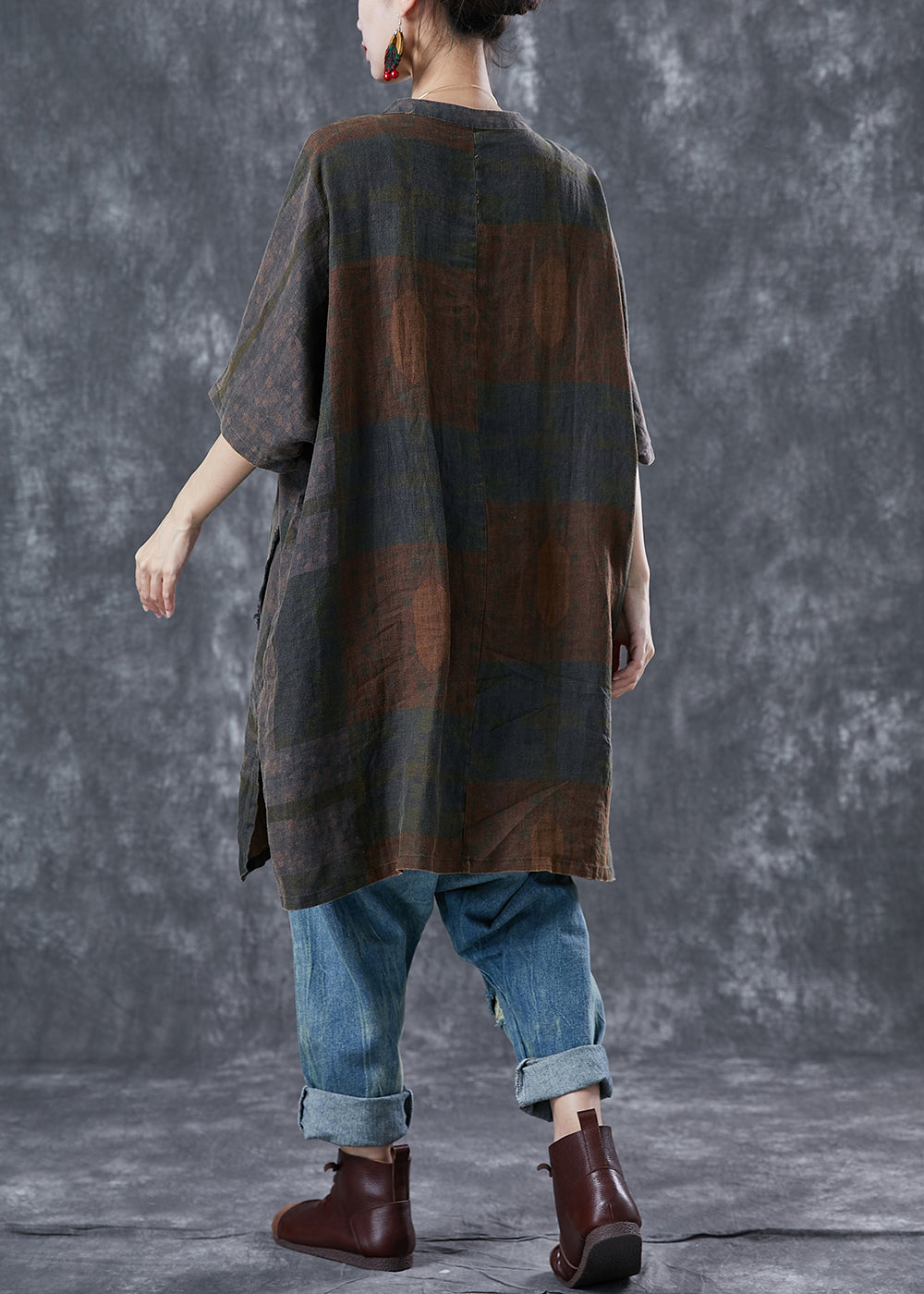 Embroideried Chinese Button Pockets Linen Trench Summer