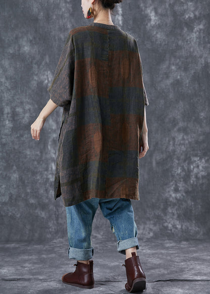 Embroideried Chinese Button Pockets Linen Trench Summer