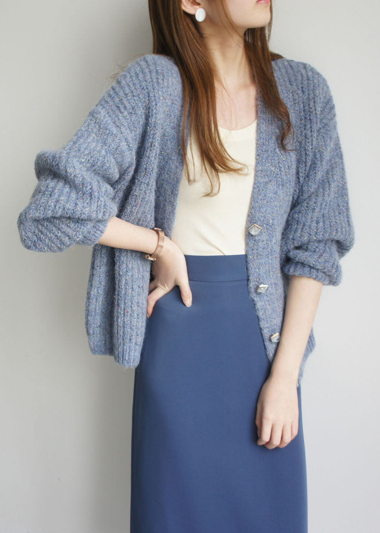 Fine Blue Button Woolen Cardigan Winter