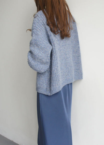 Fine Blue Button Woolen Cardigan Winter