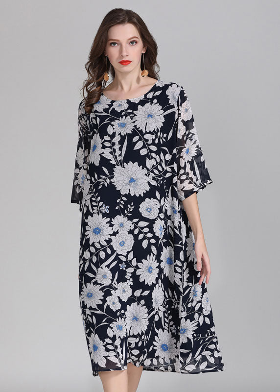 O Neck Patchwork Chiffon Dress Summer
