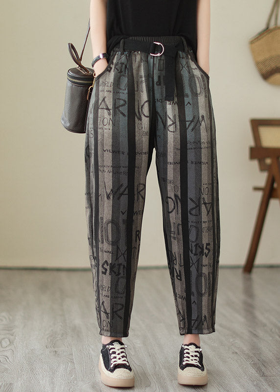 Graphic Print Elastic Waist Crop Pants Summer