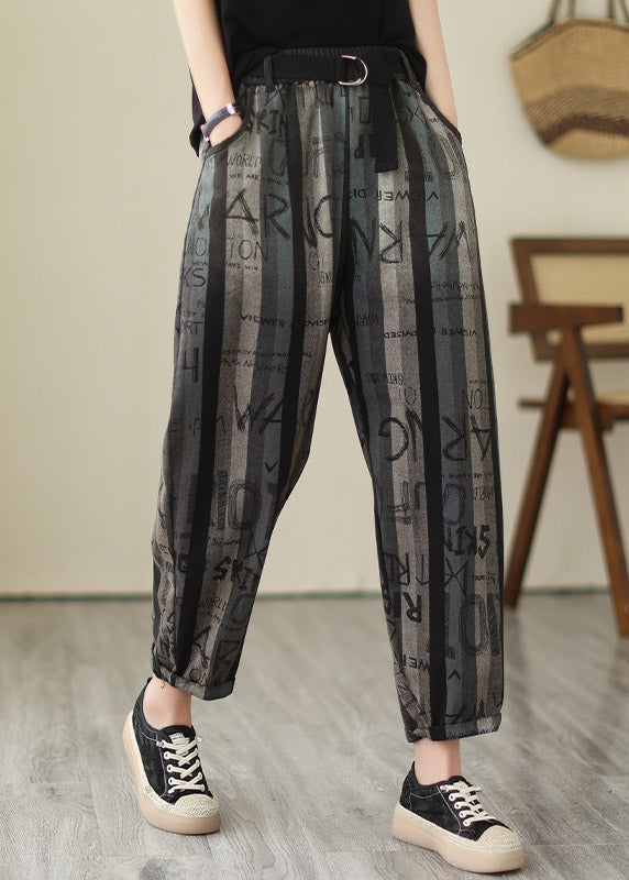 Graphic Print Elastic Waist Crop Pants Summer
