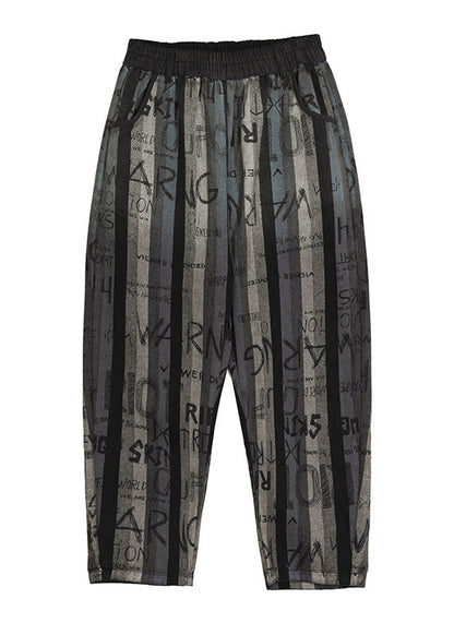 Graphic Print Elastic Waist Crop Pants Summer