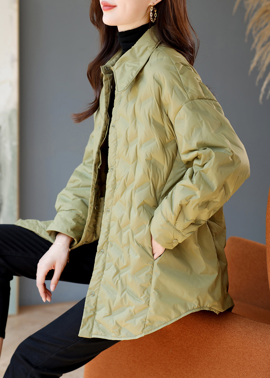 Grass Green Oversized Warm Duck Down Puffer Jacket Winter