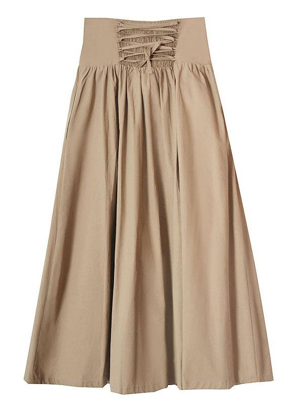 Green Cinched Summer Tie Waist Skirt Cotton