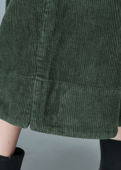 Green High Waist Corduroy Wide Leg Fall Pants