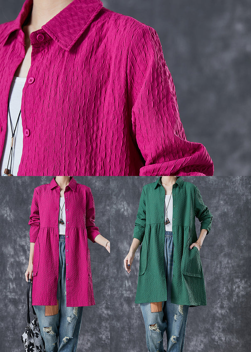 Green Oversized Pockets Cotton Trench Fall