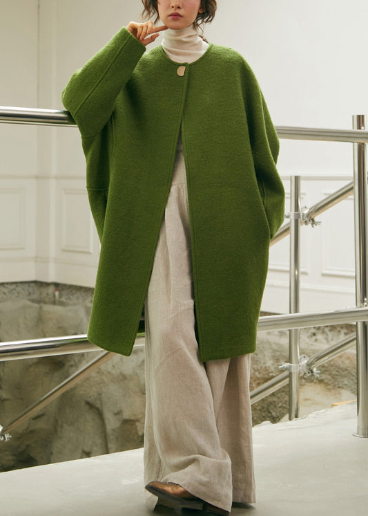 Green Oversized Woolen Coat Winter
