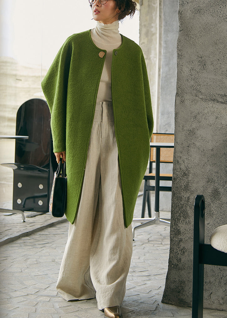 Green Oversized Woolen Coat Winter