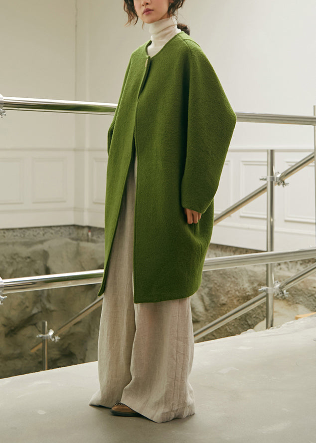 Green Oversized Woolen Coat Winter