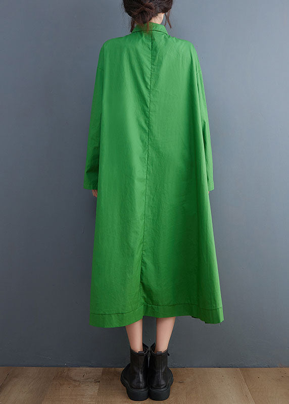 Green Peterpan Collar Patchwork Cotton Dress Spring