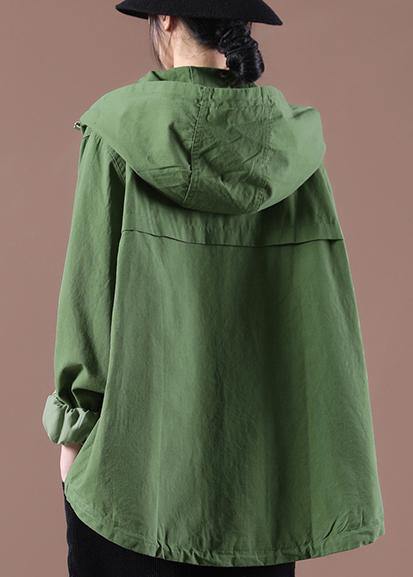 Green Pockets Hoodie Coat Spring