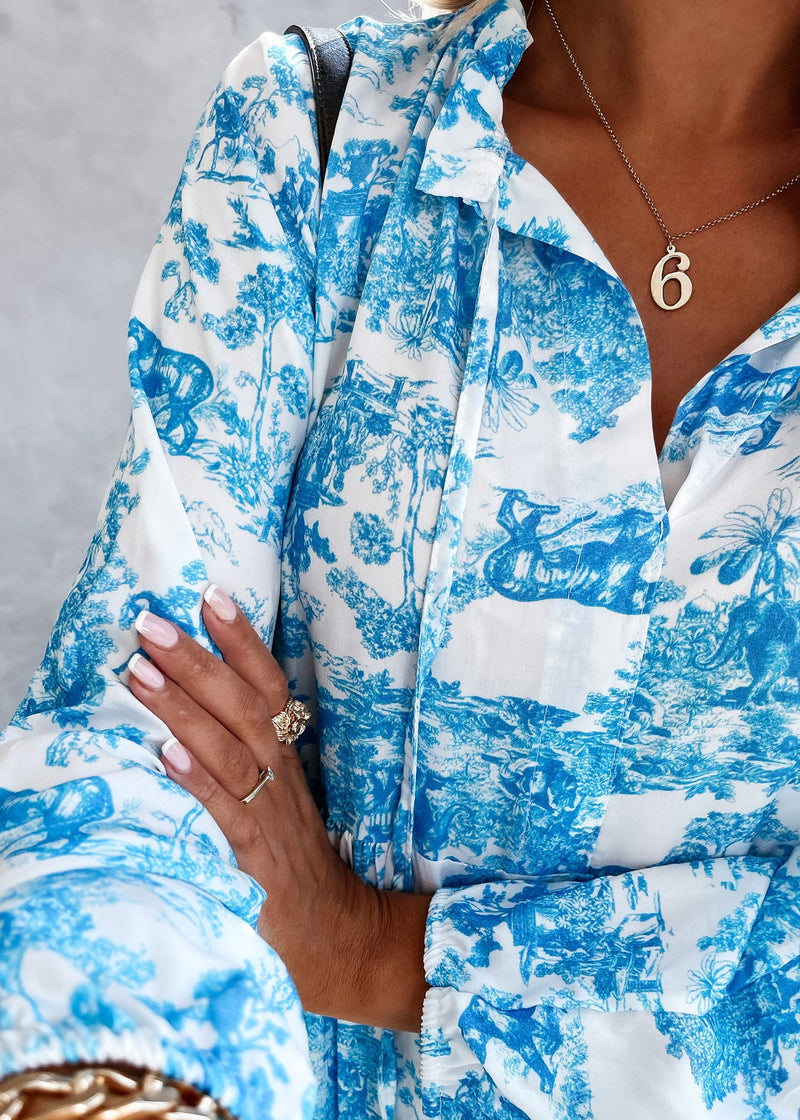 Green Print Exra Large Hem Cotton Holiday Dress Spring