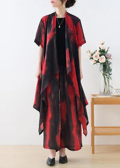 Green Silk Blended Tie Dye Asymmetrical Wide Leg Design Two Piece Set