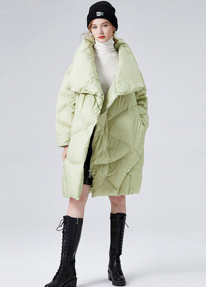 Green Stand Collar Warm Duck Down Down Coat Winter