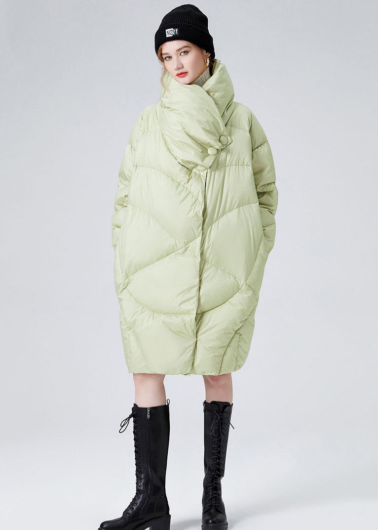 Green Stand Collar Warm Duck Down Down Coat Winter