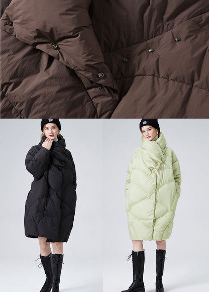 Green Stand Collar Warm Duck Down Down Coat Winter