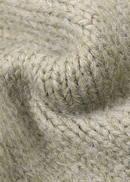 Green Turtleneck Knit Pullover Spring
