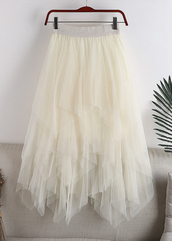 Grey Asymmetrical Design Tulle Skirt Summer