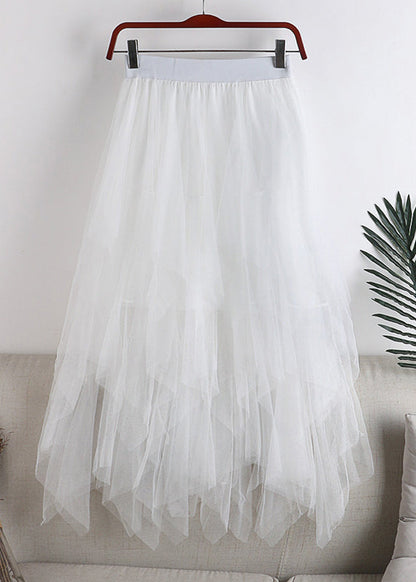 Grey Asymmetrical Design Tulle Skirt Summer