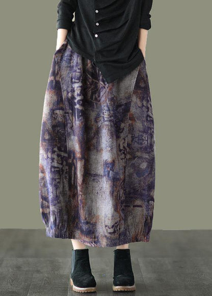 Brown Leopard Print Retro Print a Line Pockets Fall Skirts