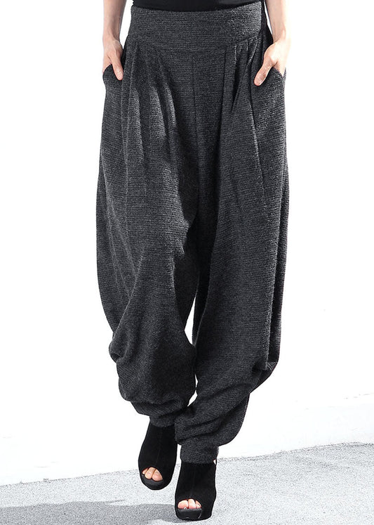 Grey High Waist Loose Knit Pants Winter