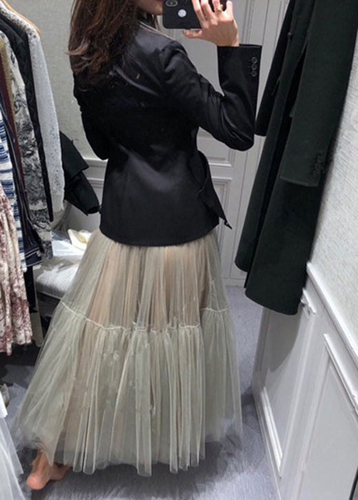 Italian Grey Wrinkled Tulle Skirts Spring
