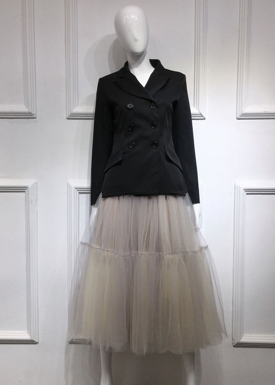 Italian Grey Wrinkled Tulle Skirts Spring