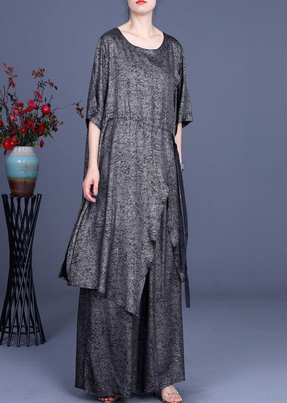 Khaki Asymmetrical Tie Waist Two Pieces Set Spring