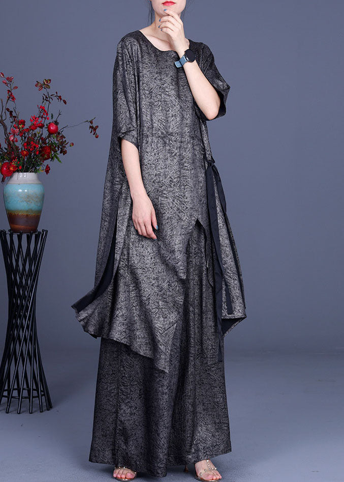 Khaki Asymmetrical Tie Waist Two Pieces Set Spring