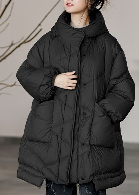 Khaki Oversized Pockets Duck Down Puffer Jacket Winter